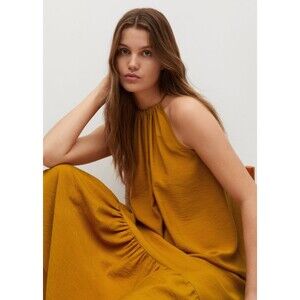 Mango Flowy Ruffled Dress (Mustard)